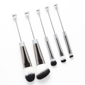 Beaded Makeup Brush With Metal Handle Suit Makeup Tools (Option: Silver Handle)