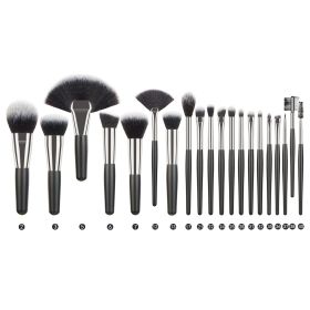 Animal Hair Makeup Brush Full Set (Option: 20 Black And Silver)