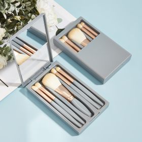 5 PCs Makeup Brushes With Mirror Travel Set (Option: Sky Blue 5 Pieces)