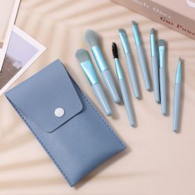 8 PCs Macarons Mini Makeup Brushes Suit Portable Models Beauty Tools (Option: 8 Blue With Bags)