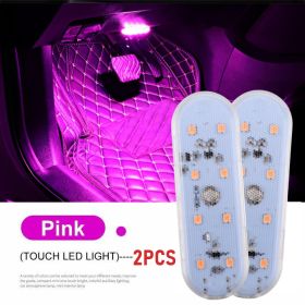 Car Induction USB Charging Atmosphere Lamp (Option: Pink-2PCS-USB)