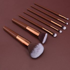 Tool Makeup Brush Soft Fur Stock Beginner Set (Color: Brown)