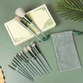 13Pcs Makeup Brush Set Make Up Concealer Brush Blush Powder Brush Eye Shadow Highlighter Foundation Brush Cosmetic Beauty Tools (Option: 13 Green Boxed)