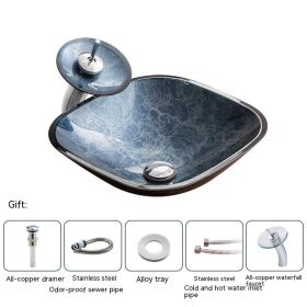 Pure Color Tempered Glass Table Basin Simple Art Bathroom Inter-platform (Option: 082 Suit)