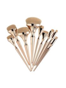 9 Gold Plating Toothbrush Type Makeup Brushes Suit (Color: Gold)