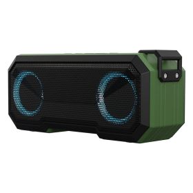 Waterproof Colorful Luminous Outdoor Wireless Speaker With Dual Speakers With Power Bank (Color: Green)