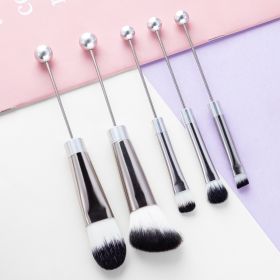 5PCS DIY Metal Handle Beaded Makeup Brush Suit (Option: Silver Handle)