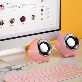 Home Wired Cute Multimedia Usb Subwoofer Mini Speakers (Option: Luxury powder-USB)