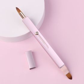 Portable Retractable Nylon Lip Brush Makeup (Option: Pink-Double headed)