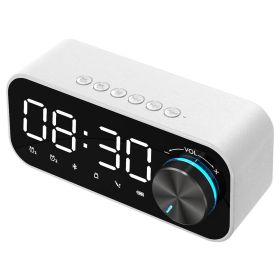 Bluetooth Alarm Clock Speaker Digital Display Alarm Clock LED Wireless Subwoofer Music Player Table Clock Home Decor (Color: White)