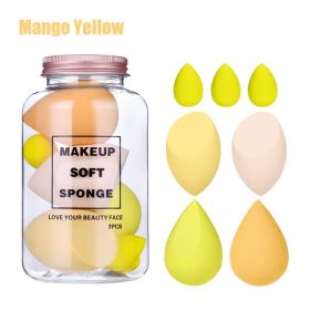 Foreign Trade Makeup Puff 7 PCs Canned Cosmetic Egg Suit Drift Bottle Makeup Sponge Soaking Water Bigger Mini (Option: Drift Bottle Mango Yellow)