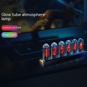 Magic Flavor Premium RGB Aluminum Alloy Simulation Nixie Tube Clock IPS Computer Desktop Decoration Destiny Stone Door Punk (Option: Elegant Black)