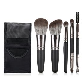 Makeup 5 PCs Mini-portable Suit Makeup Brush Tools (Option: FIBER Hair 5 Mini Black)