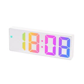 Big Screen And Font Electronic Bedside Clock (Option: 0725 White Shell Mirror Type D)