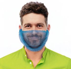 Blue Beard Covers for Men 18"; 100 Pack of Polypropylene Beard Cover Protector; Beard Guard; Blue Net Protector; Reusable Beard Nets For Men Food Serv (Color: Blue)