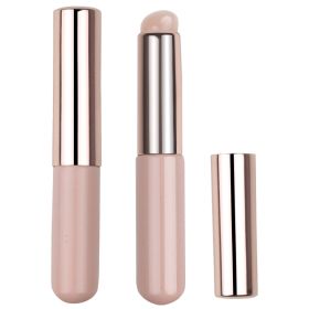 Soft And Portable Round Head Silicone Lip Brush (Option: Pink With Lid)