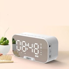 Portable Mirror Clock Alarm Clock (Color: White)