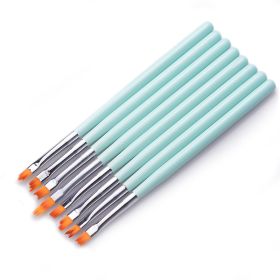 Nail Enhancement Tool Pen Flower 8 Zigzag Brush Color Painting (Option: Lake blue pole)