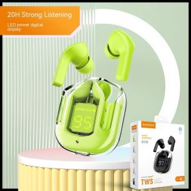 Bluetooth Earphones, Wireless Digital Display, Two Ears (Option: Green-Large gift box and silicone co)