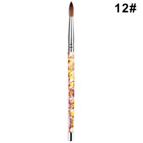 7 Sizes Nail Art Brush For Acrylic Powder Nylon Manicur (Option: Gold12)