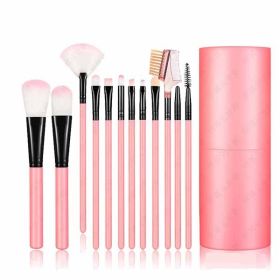 High-grade 12-piece Oval Barreled Brush Set (Color: Pink)