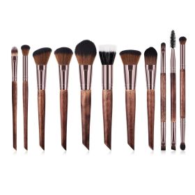 New 11 Makeup Set Tool Loose Powder Eyelash Brush (Option: Coffee black)