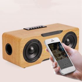 Wooden Clock Bluetooth Speaker, Support U Disk TF Card Function, Home Desktop Speaker (Option: Yellow-B)