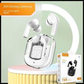 Bluetooth Earphones, Wireless Digital Display, Two Ears (Option: White-Large gift box and silicone co)