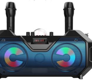 Microphone Dual Microphone Bluetooth Speaker (Option: Blue-USB)